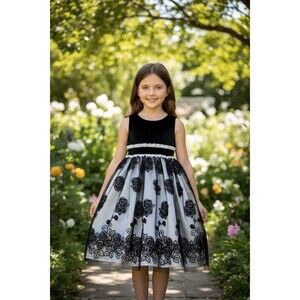 Pinky Girl’s Size 5 NWT Holiday Dress Black/White